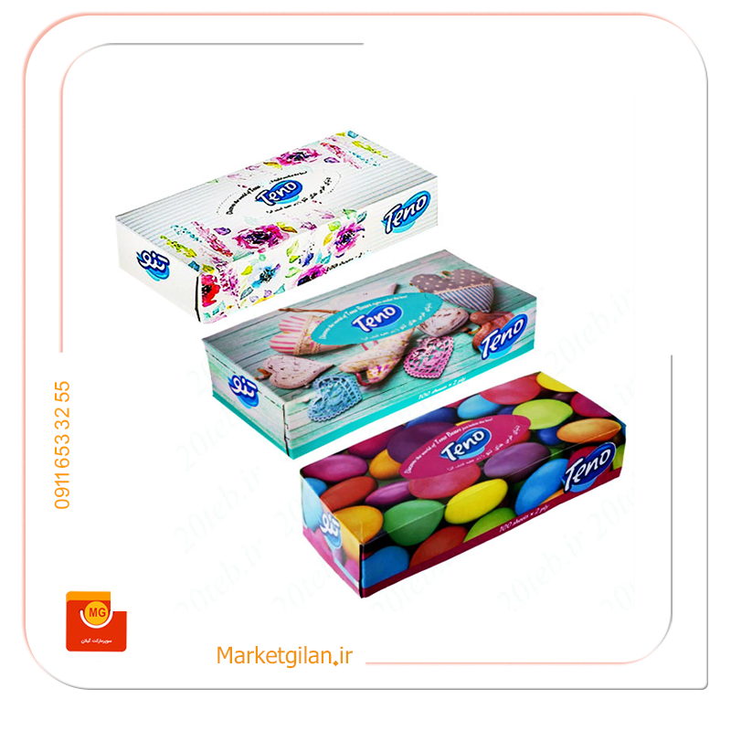 دستمال کاغذی جعبه ای تنو 200 برگ دستمال کاغذی جعبه ای تنو 200برگ-کد 2142 - Image 1